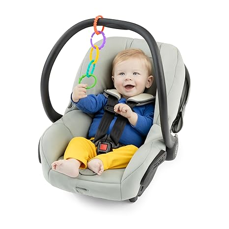 Bright Starts Lots of Links Rings Toys for Stroller or Carrier Seat, BPA-Free, Ages 0 Months Plus, Multicolor, 24 Count