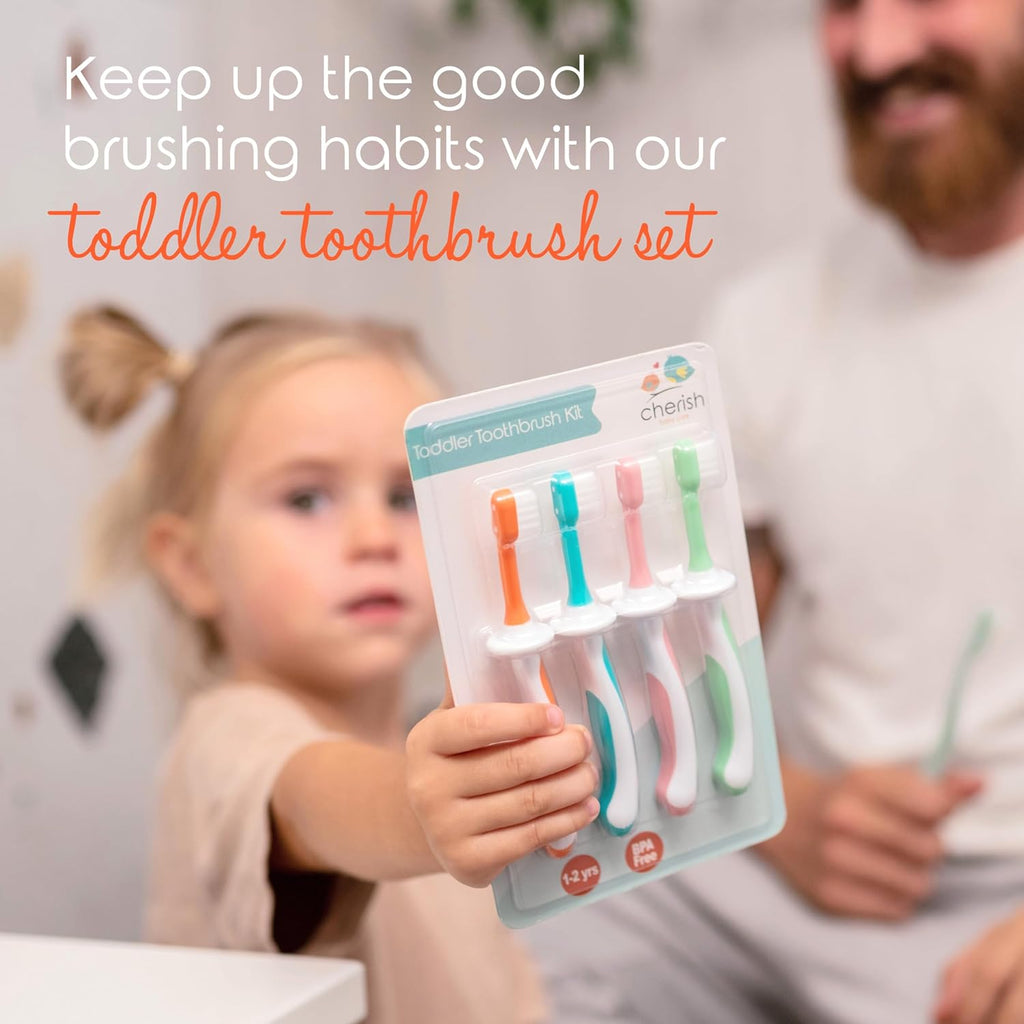 Cherish Baby Care Baby Toothbrush & Toddler Toothbrush Set (0-2 Years) - BPA-Free & Safety-Tested, 2023 Award Winner, Food-Grade Silicone