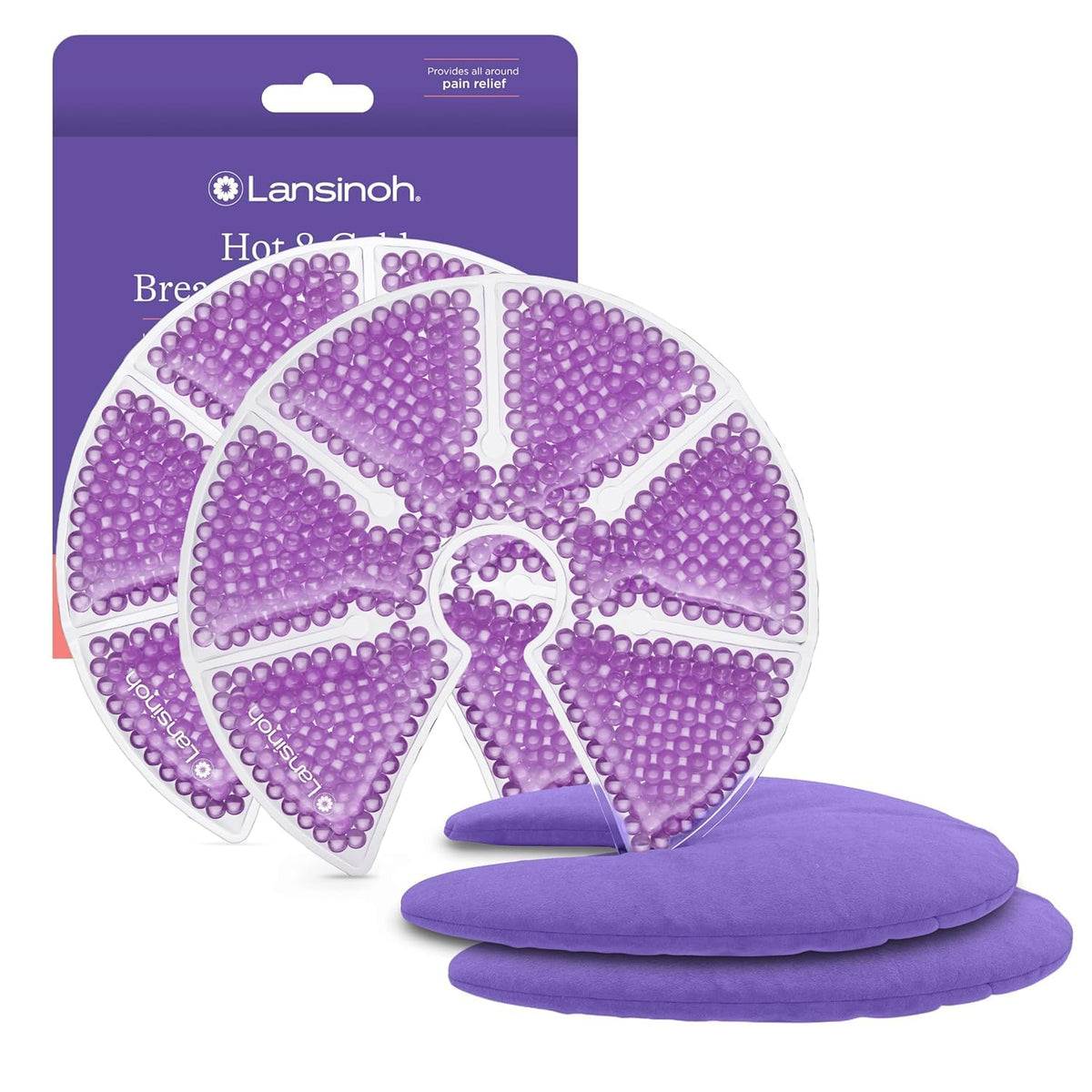 Lansinoh Breast Therapy Packs, Hot and Cold Breast-Pads with 2 Soft Covers 2 pack