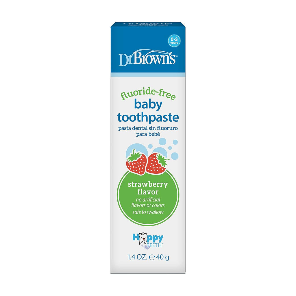 Dr. Brown’s Fluoride-Free Baby Toothpaste, Infant & Toddler Oral Care, Strawberry, 1-Pack, 1.4oz/40g, 0-3 Years
