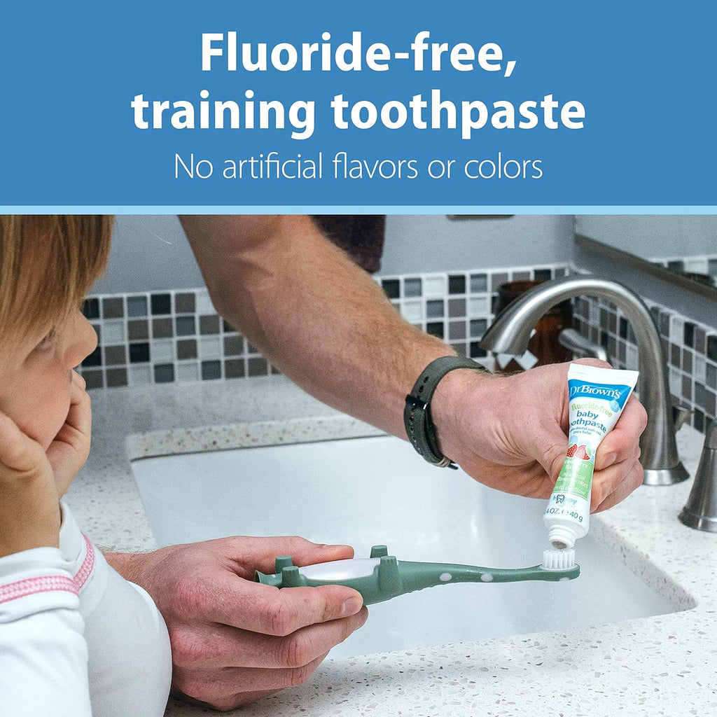 Dr. Brown’s Fluoride-Free Baby Toothpaste, Infant & Toddler Oral Care, Strawberry, 1-Pack, 1.4oz/40g, 0-3 Years