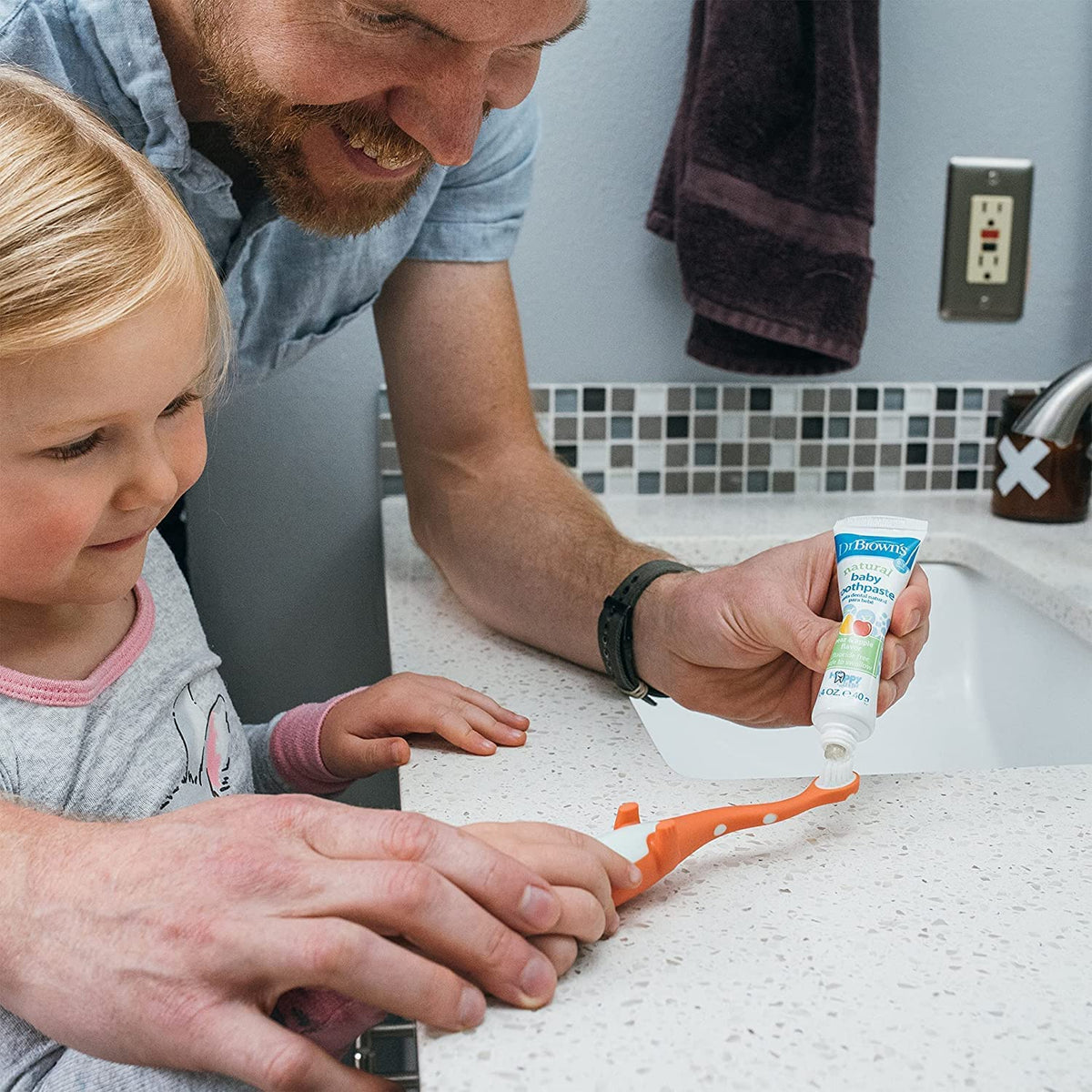 Dr. Brown’s Fluoride-Free Baby Toothpaste, Infant & Toddler Oral Care, Strawberry, 1-Pack, 1.4oz/40g, 0-3 Years