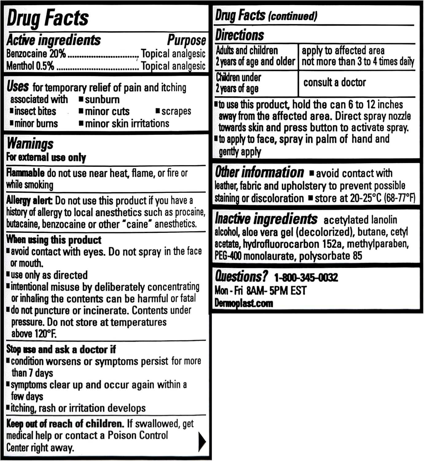 Dermoplast Pain, Burn & Itch Relief Spray for Minor Cuts, Burns and Bug Bites, 78g (Packaging May Vary)