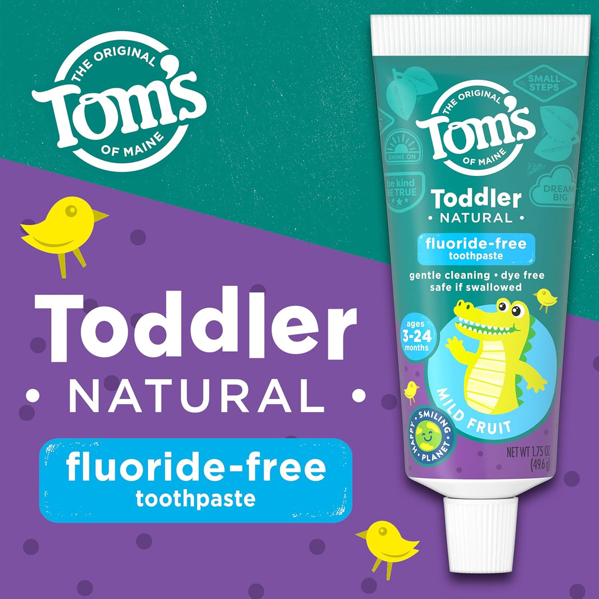 Tom's of Maine Fluoride-Free Toddler Training Toothpaste, Mild Fruit, 50ml  (Packaging May Vary)