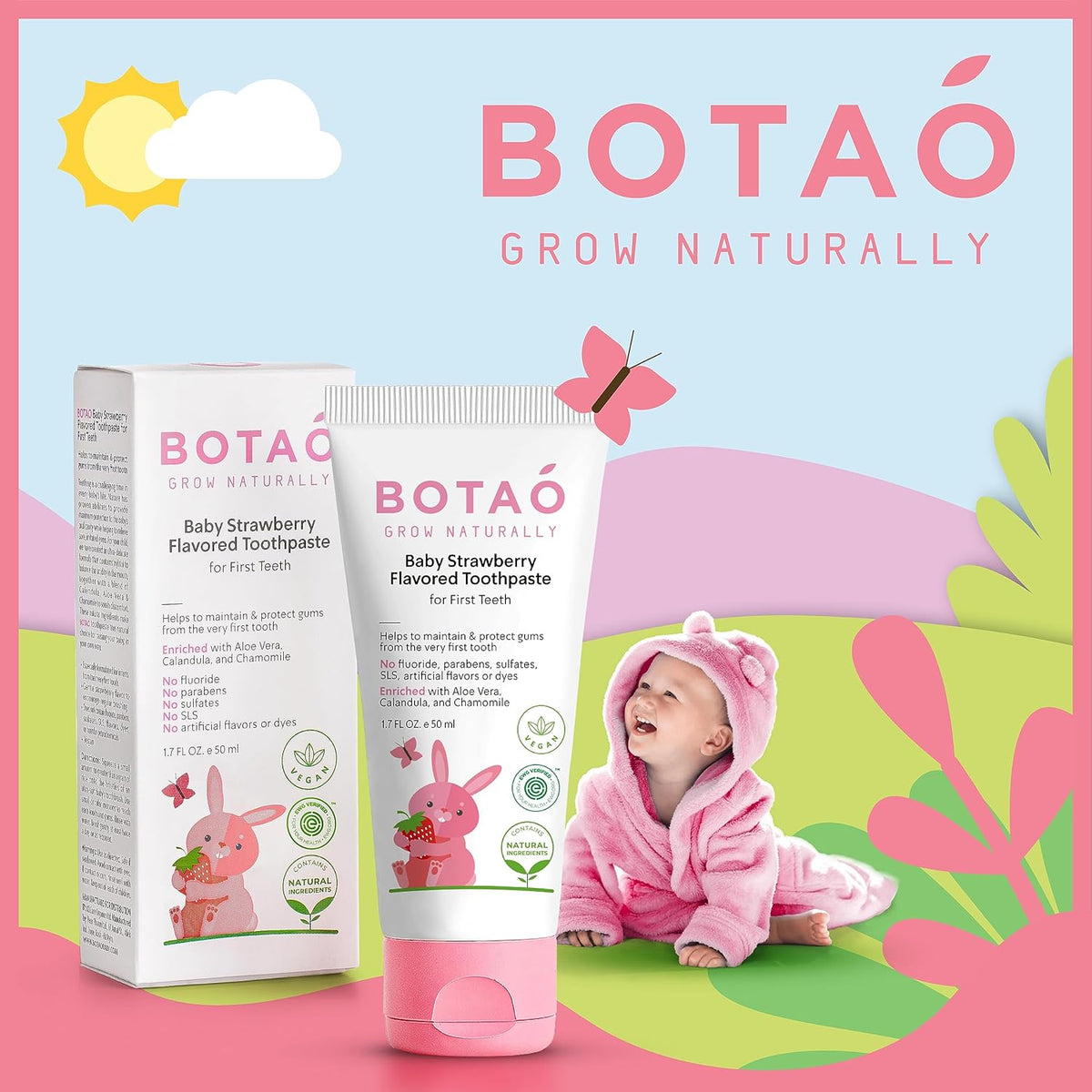 BOTAO Fluoride Free Baby Toothpaste 50ml
