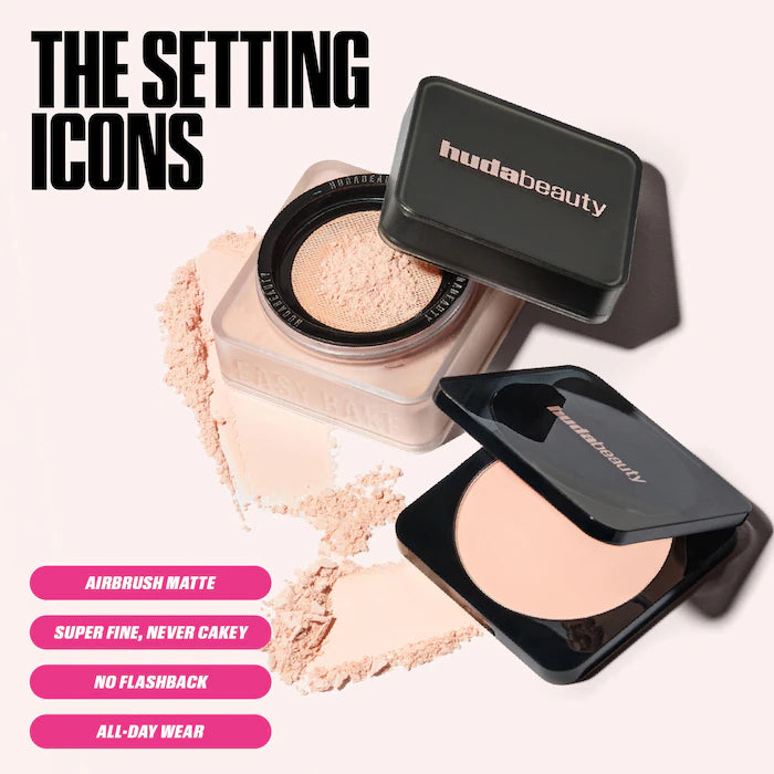 HUDA BEAUTY 
Easy Bake Airbrush Matte Pressed Setting Powder