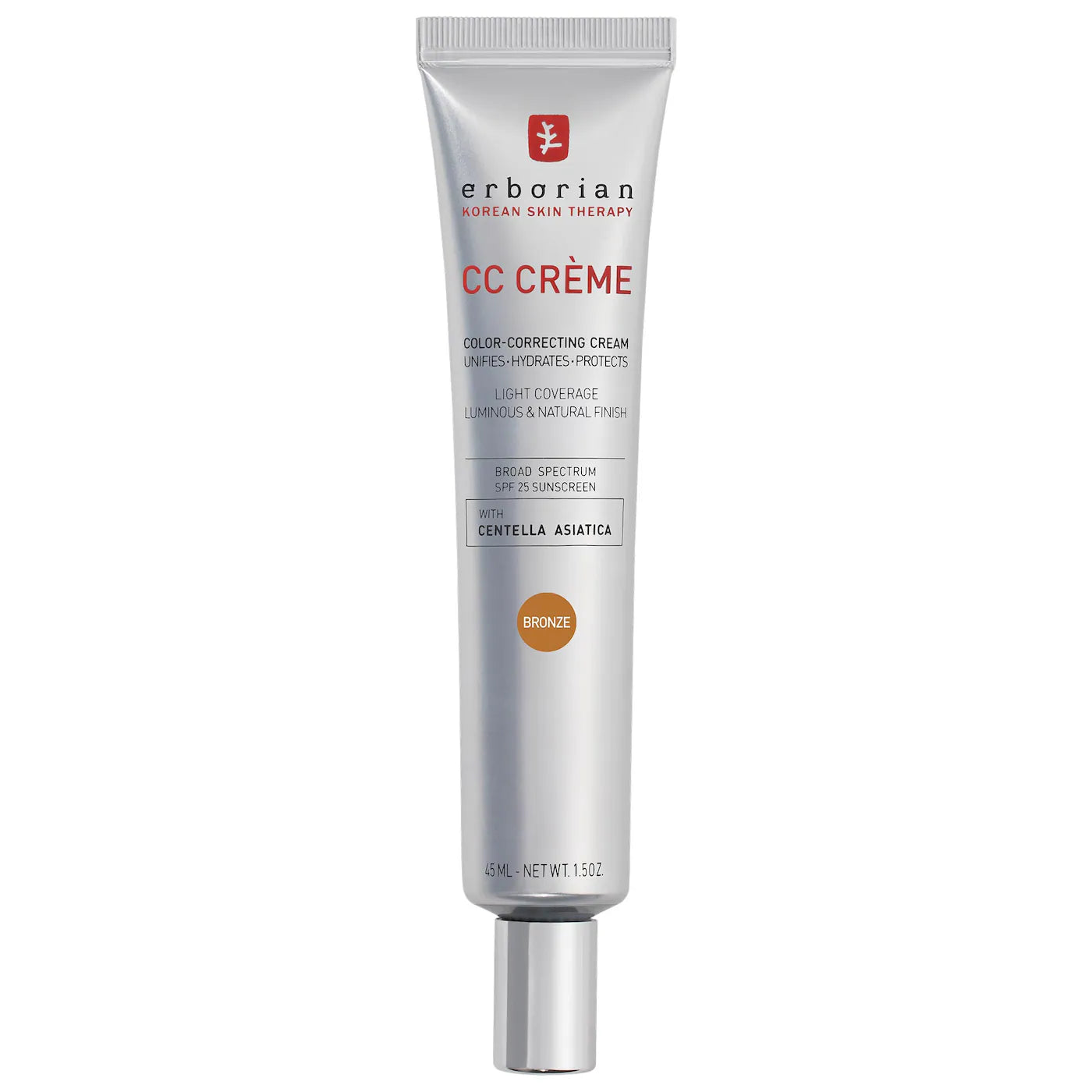 Erborian CC Cream Color-Corrector for Natural Luminous Finish with Korean Centella Asiatica Extract