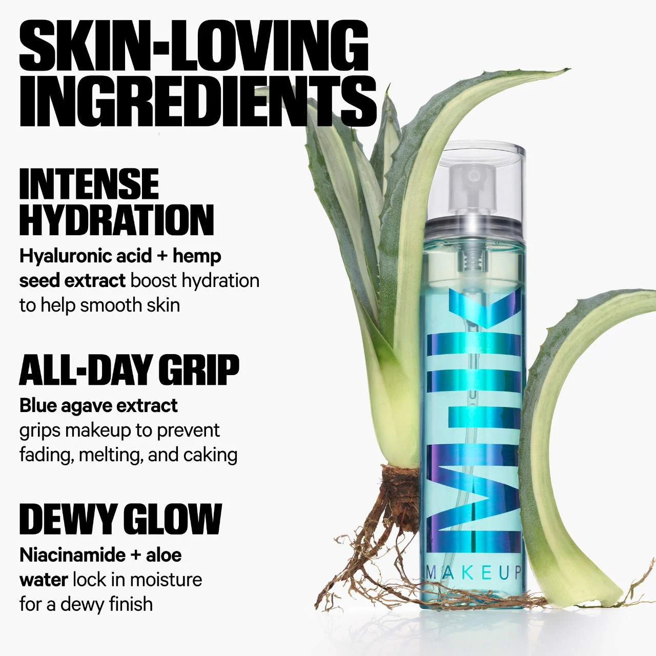 MILK MAKEUP Hydro Grip Dewy Long-Lasting Setting Spray With Hyaluronic Acid + Niacinamide